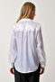 Women's White Lightweight Drapey Satin Surface Shirt DD00990 - 5