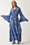 Women's Blue Patterned Summer Viscose Dress DD01303
