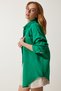 Women's Green Pocketed Oversized Muslin Shirt MX00150 - 3