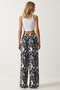 Women's Black Patterned Flowing Viscose Palazzo Trousers EN00606 - 5
