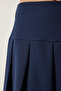 Women's Navy Blue Pleated Mini Woven Skirt RV00158 - 7