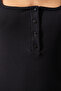 Women's Black Buttoned Strap Ribbed Knitted Dress PG00093 - 5