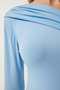 Women's Sky Blue Single Shoulder Gather Detailed Knitted Blouse ZH00032 - 5
