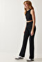 Women's Black High Waist Lycra Comfortable Knitted Trousers RV00090 - 4