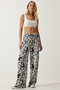 Women's White Patterned Flowing Viscose Palazzo Trousers EN00606 - 3