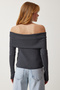 Woman Anthracite Madonna Collar Knit Sweater FN03180 - 6