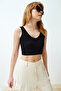 Black Ribbed V-Neck Super Crop Stretchy Knitted Undershirt TWOSS24AL00029 - 2