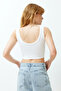 White Ribbed V-Neck Super Crop Stretchy Knitted Undershirt TWOSS24AL00029 - 10