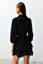 Siyah Dokuma Bağlamalı Plaj Crop Bluz TBESS24BZ00006 - 6