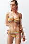 Geometrik Desenli Aksesuarlı Straplez Kaplı Regular Normal Bel Bikini Takımı TBESS24BT00094 - 3