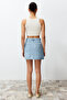 Limited Edition Açık Mavi Yırtmaçlı Mini Denim Etek TWOSS23ET00347 - 6