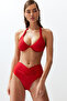 Kırmızı V Kesim Regular Yüksek Bel Bikini Altı TBESS24BA00137 - 5