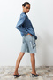 Light Blue Cargo Pocket High Waist Denim Bermuda Twoss24Sr00091 - 3