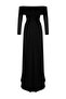 Black A-Line Carmen Neck Knit Tulle Long Elegant Evening Dress TPRSS24AE00068 - 8