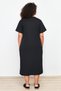 Siyah Nakış Detaylı Örme Maxi/Uzun %100 Pamuk T-shirt Elbise TBBSS24AH00084 - 6