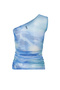 Navy Blue Drape Detailed One Shoulder Fitted Tulle Stretchy Knitted Blouse TWOSS24BZ00311 - 8