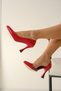 Violet Red Patent Leather Toe Transparent Detailed Daily Use Stiletto - 3