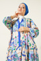 2423 Authentic Patterned Dress - Dark Blue - 4