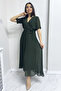 Short Sleeve Lined Plus Size Chiffon Dress Black, Burgundy, Khaki, White, Green, Flower Pot, Red, Purple - 4