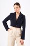 Women's Navy Blue Double Breasted Crop Blazer Jacket - 3