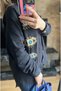Gold Eye Embroidery Chain and Button Detailed Woven Oversize Wide Fit Women's Tunic Shirt - 6