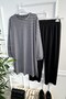 Large Size Tuana Striped Corded Full Flexible Double Set - Gray - 4