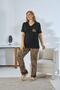 Women's Large Size Short Sleeve Black Pajamas Suit C6T5N841 - 3