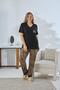 Women's Large Size Short Sleeve Black Pajamas Suit C6T5N841 - 2