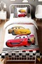 Checkered Mcqueen Patterned Single Baby Kids Duvet Cover Set - 2