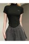 Y2K Vintage Streetwear Zip Collar Body T-Shirt