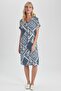 Patterned V-Neck Midi Dress - Short Sleeve Z8269az23sm - 6