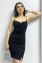 Women's Stone-Straps Sweetheart Neck Dress Red, Black, Green - 3