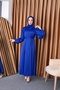 Balloon Sleeve Satin Hijab Oversize Piping Belted Hijab Dress