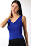 Women's Ladder Collar Knitwear Blouse Cobalt Blue - 2