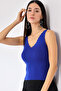 Women's Ladder Collar Knitwear Blouse Cobalt Blue