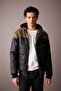 Slim Fit Hooded Faux Leather Puffer Jacket U3854az23wn - 3