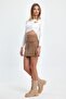 Pocket Detail Suede Skirt - 8