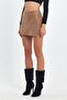 Covered Stone Detail Suede Shorts Skirt - 3