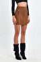 Double Zipper Detail Suede Skirt - 2