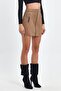Double Zipper Detail Suede Skirt - 2