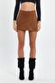Covered Stone Detail Suede Shorts Skirt