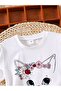STYLE-X ORNAMENTED CAT PRINTED CYCLING NECK 100% COTTON KIDS TSHIRT - 2