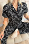 Olive Branch Patterned Knitted Front Buttoned Short Sleeve Women's Pajamas - 4