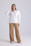 Flat Wide Collar Long Sleeve Fillet Pocket 3 Thread Unisex Loose Cut Sweatshirt - 5