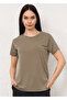 Khaki Color - Short Sleeve Crew Neck Modal T-Shirt - 2