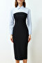 Black Striped Midi Woven Shirt Dress TWOSS24EL00780 - 3