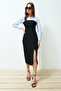 Black Striped Midi Woven Shirt Dress TWOSS24EL00780 - 2