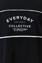 Siyah %100 Kalın Pamuklu Renk Bloklu Sloganlı Oversize/Geniş Kalıp Örme T-Shirt TWOSS24TS00132 - 4