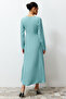 Khaki Double Breasted Collar Woven Satin Evening Dress TCTSS24DB00046 - 6