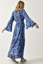 Women's Blue Patterned Summer Viscose Dress DD01303 - 3